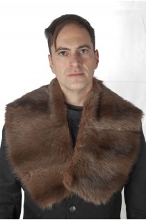 Dark brown polecat fur collar - unisex